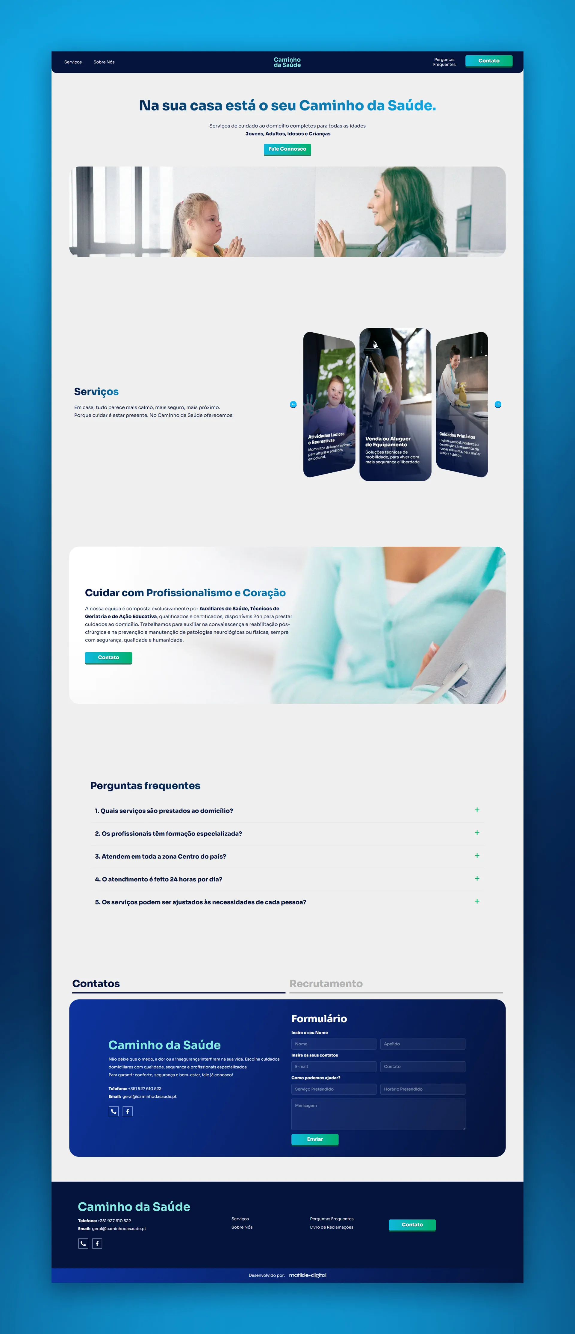 Landing page completa do Caminho da Saúde