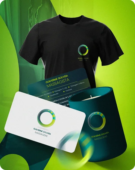 Branding Guilherme Gouveia Massagens com peças gráficas